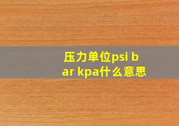 压力单位psi bar kpa什么意思